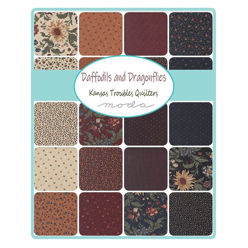 Moda Fabric Pre Cuts Moda Daffodils And Dragonflies Jelly Roll 9700JR - The Sewing Studio