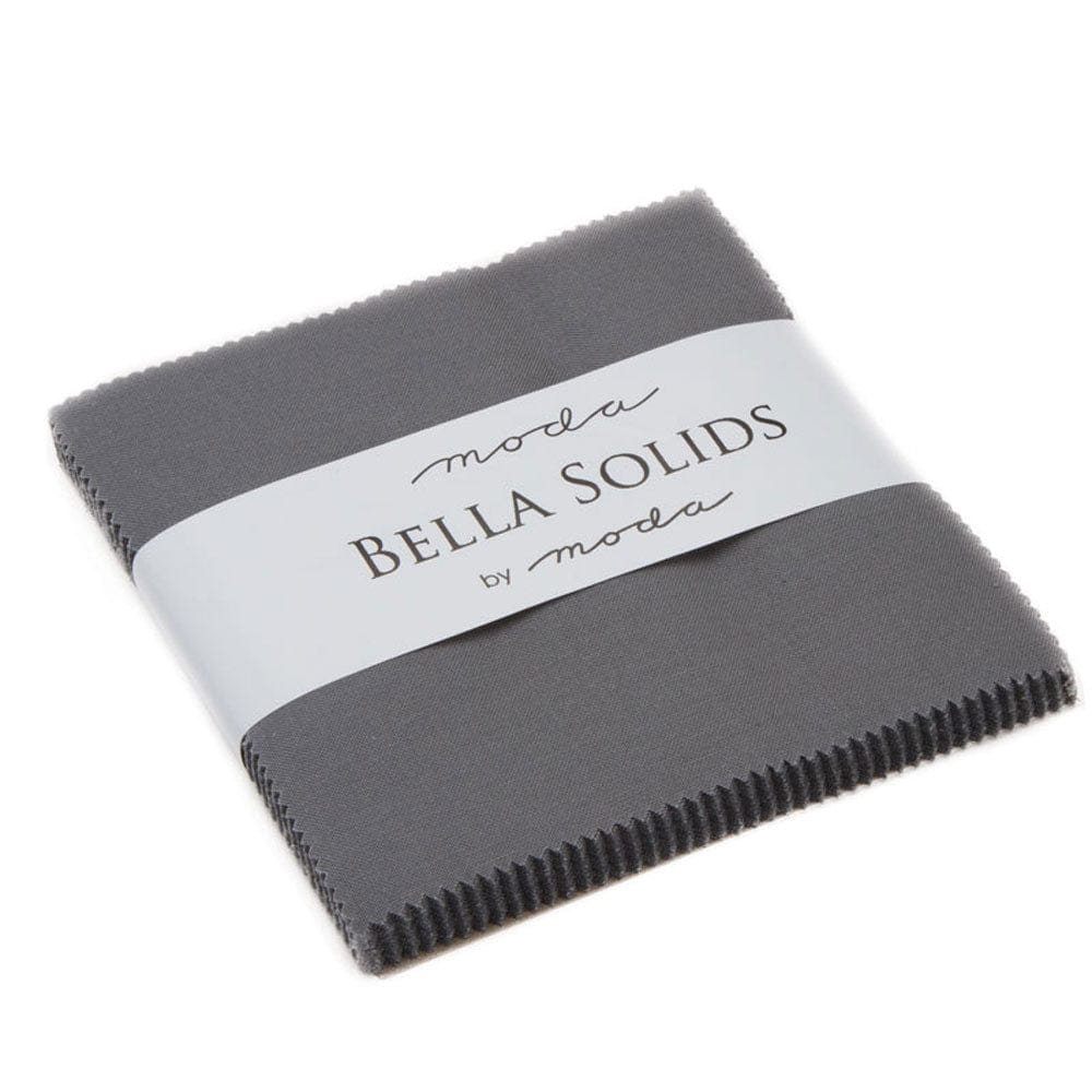 Moda Fabric Pre Cuts Moda Fabric Bella Solids Charm Graphite - The Sewing Studio