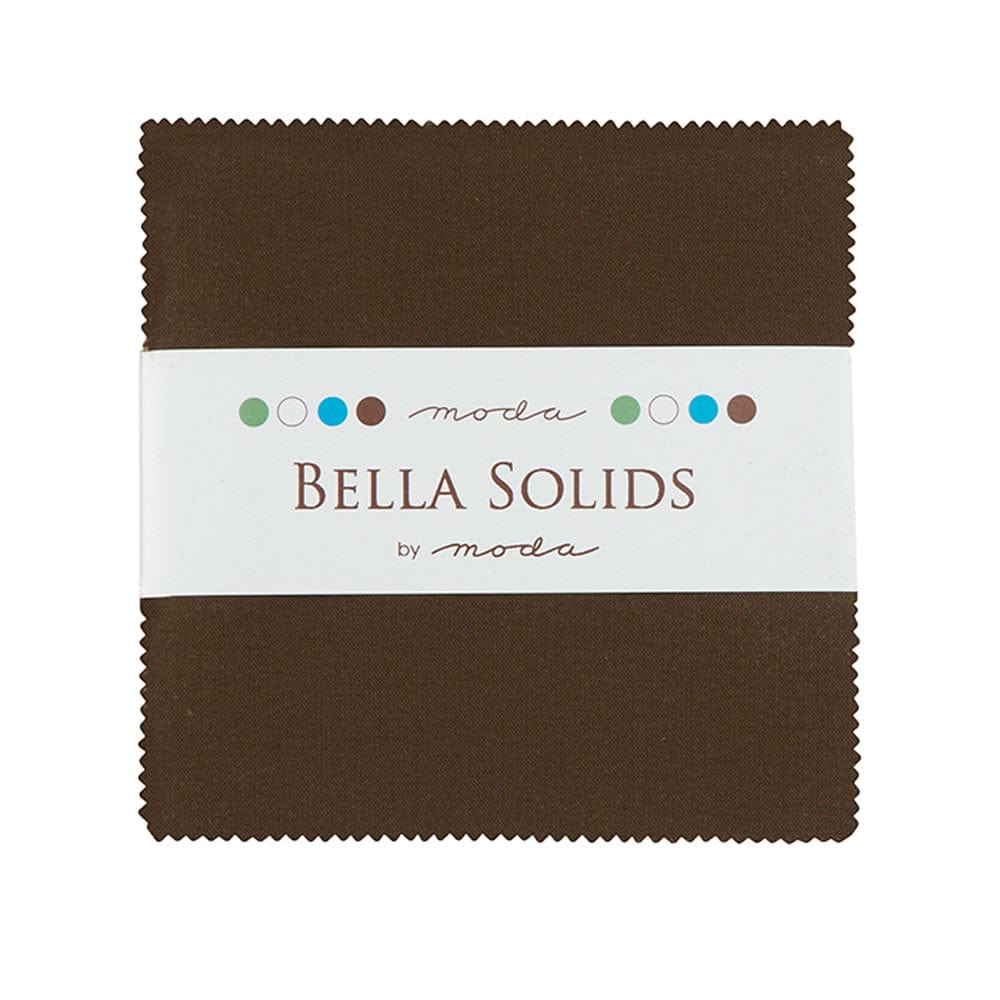 Moda Fabric Pre Cuts Moda Fabric Bella Solids Charm Pack Brown - The Sewing Studio