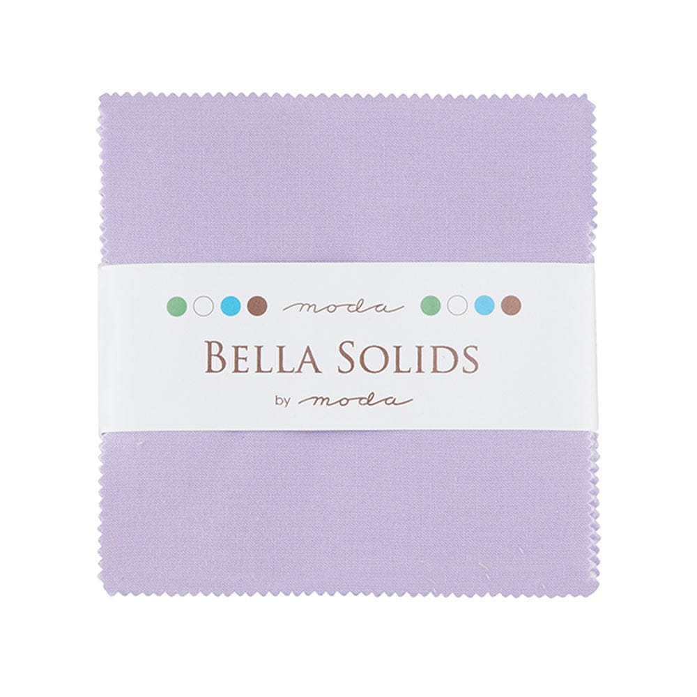 Moda Fabric Pre Cuts Moda Fabric Bella Solids Charm Pack Lilac - The Sewing Studio