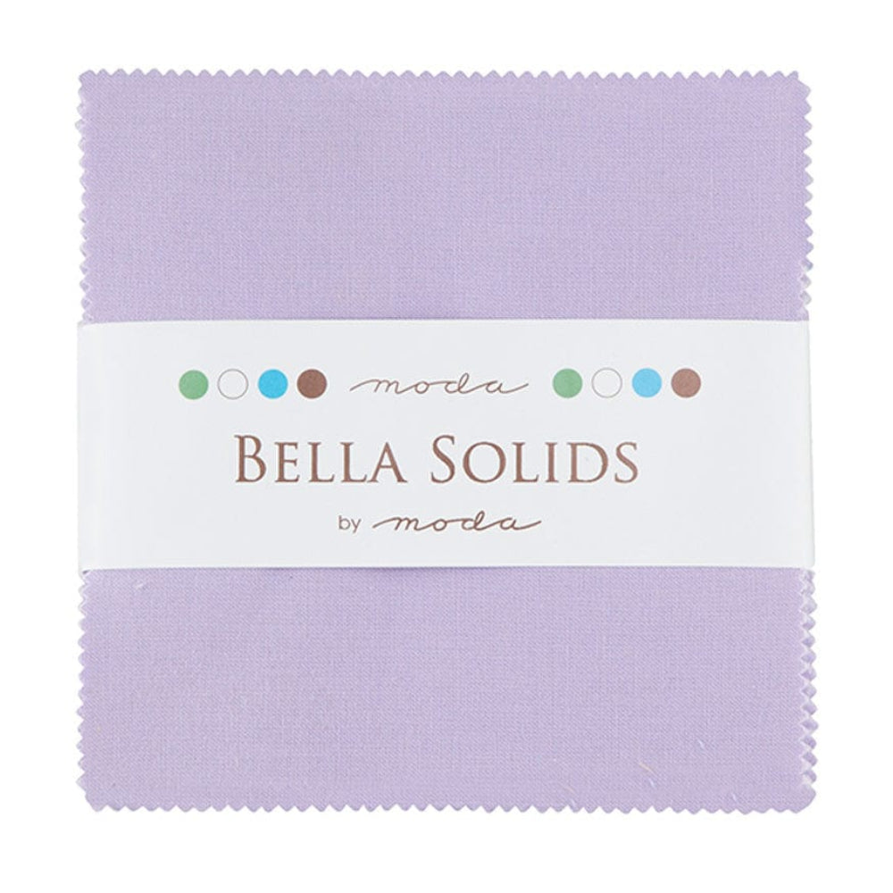 Moda Fabric Pre Cuts Moda Fabric Bella Solids Charm Pack Lilac - The Sewing Studio