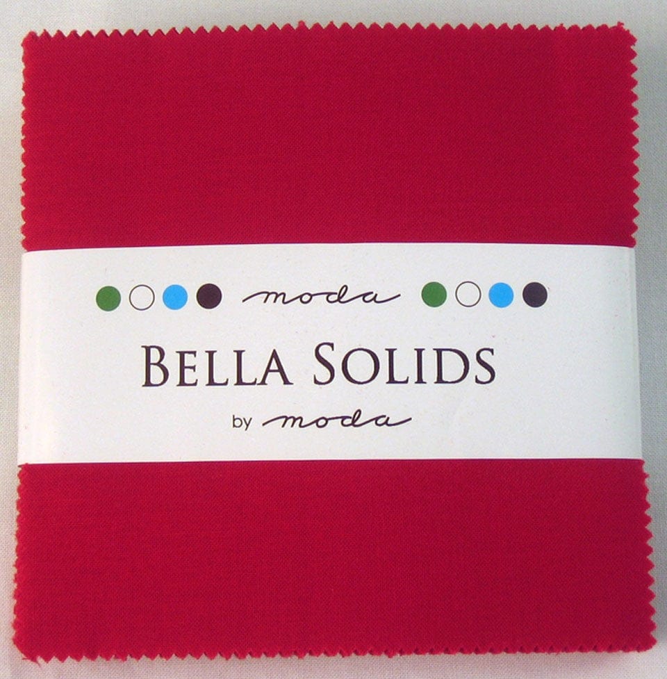 Moda Fabric Pre Cuts Moda Fabric Bella Solids Charm Pack Red - The Sewing Studio