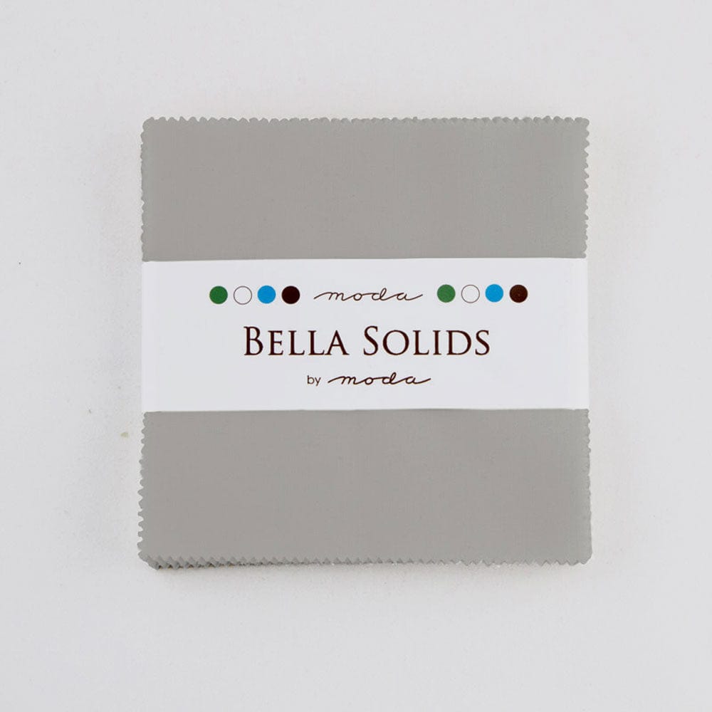 Moda Fabric Pre Cuts Moda Fabric Bella Solids Charm Pack Silver - The Sewing Studio