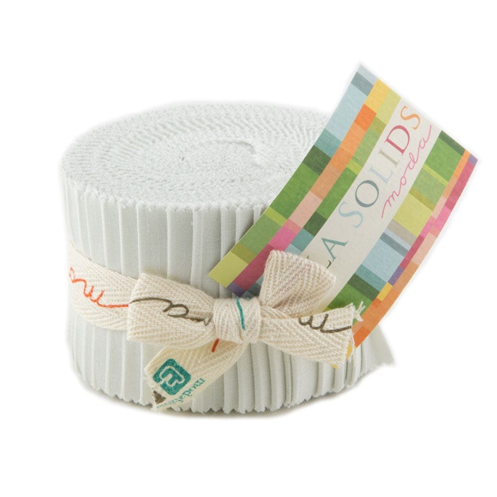 Moda Fabric Pre Cuts Moda Fabric Bella Solids Junior Jelly Roll Feather - The Sewing Studio