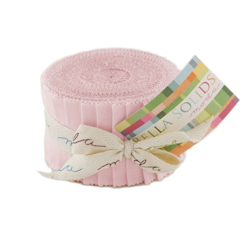Moda Fabric Pre Cuts Moda Fabric Bella Solids Junior Jelly Roll Sisters Pink - The Sewing Studio