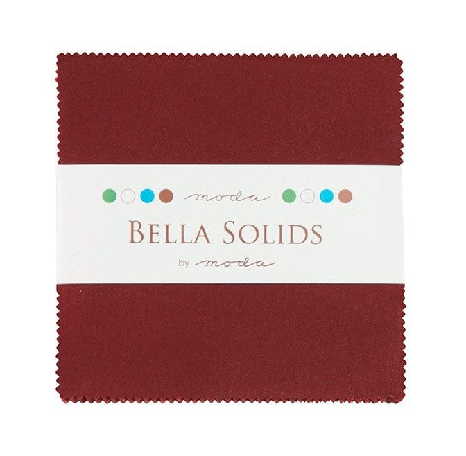 Moda Fabric Pre Cuts Moda Fabric Charm Pack Bella Solids Burgundy - The Sewing Studio