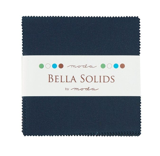 Moda Fabric Pre Cuts Moda Fabric Charm Pack Bella Solids Navy - The Sewing Studio