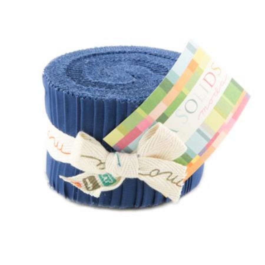 Moda Fabric Pre Cuts Moda Fabric Junior Jelly Roll Bella Solid Admiral Blue - The Sewing Studio