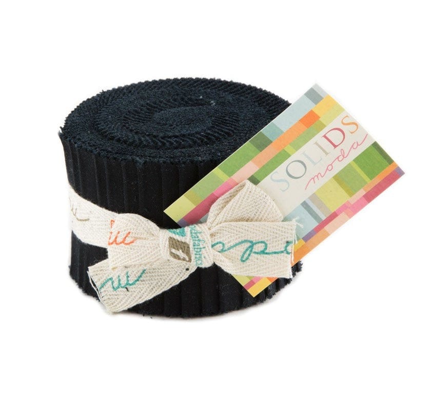 Moda Fabric Pre Cuts Moda Fabric Junior Jelly Roll Bella Solid Black - The Sewing Studio