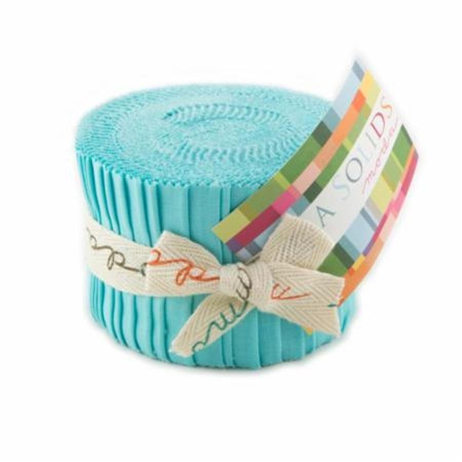 Moda Fabric Pre Cuts Moda Fabric Junior Jelly Roll Bella Solid Robins Egg Blue - The Sewing Studio