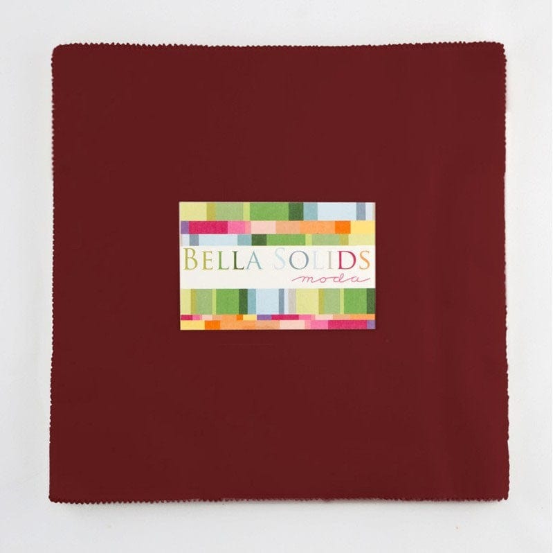 Moda Fabric Pre Cuts Moda Fabric Junior Layer Cake Bella Solids Burgundy - The Sewing Studio