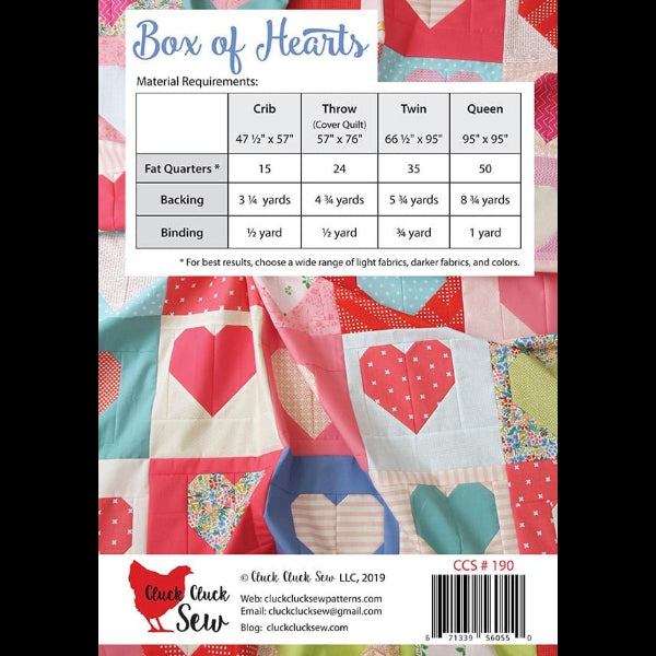 Moda Patterns Box of Hearts Quilt Pattern - The Sewing Studio