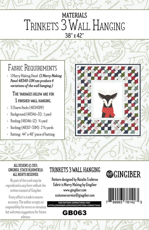 Moda Patterns Trinkets 3 Wall Hanging Pattern - The Sewing Studio