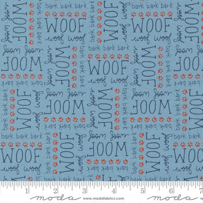 Moda Dog Daze Woof Text Blue 20843-16 Ruler Image