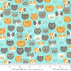 Moda Here Kitty Kitty Cat Faces Aqua 20830-18 Ruler Image