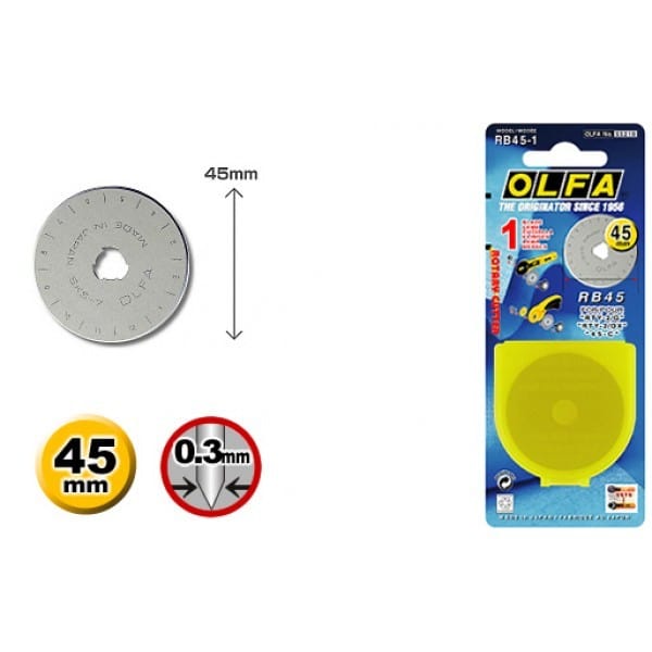 Olfa Rotary Cutters 45mm Olfa replacement rotary cutter blade: 1 pack - The Sewing Studio