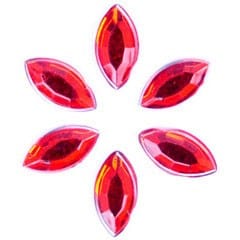 Acrylic Stones: Glue-On: Oval: 4 x 8mm: Red: Pack of 30