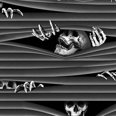 Wicked Fabric Peeking Skeletons Charcoal CG1446-CHARCOAL