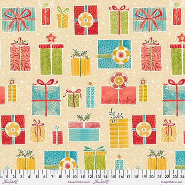 Oh Christmas Tree Fabric Presents Natural