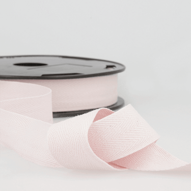 Twill Tape Cotton 25mm wide: Pale Pink: Price Per Metre