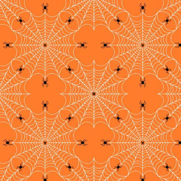 Scaredy Cat Fabric Spiderweb Orange PWRH038