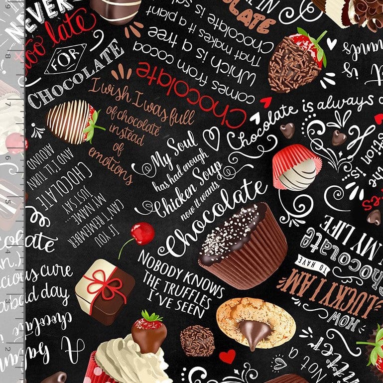 Timeless Treasures Fabric Timeless Treasures Fabric Chocolate Lovers Text - The Sewing Studio