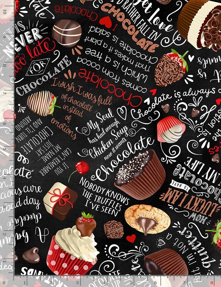 Timeless Treasures Fabric Timeless Treasures Fabric Chocolate Lovers Text - The Sewing Studio