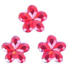 Trimits Beads Sequins Accessories Acrylic Stones: Glue-On: Flower: Red: Pack of 12 - The Sewing Studio