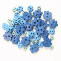 Trimits Buttons Mini Flower Craft Buttons: Blue: 2.5g pack - The Sewing Studio