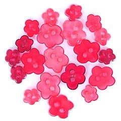 Trimits Buttons Mini Flowers Craft Buttons Transparent Red: 1.5g pack - The Sewing Studio