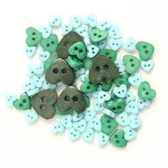 Trimits Buttons Mini Hearts Craft Buttons Green: 2.5g pack - The Sewing Studio