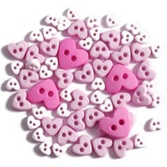 Trimits Buttons Mini Hearts Craft Buttons Pink: 2.5g pack - The Sewing Studio