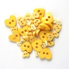 Trimits Buttons Mini Hearts Craft Buttons Yellow: 2.5g pack - The Sewing Studio