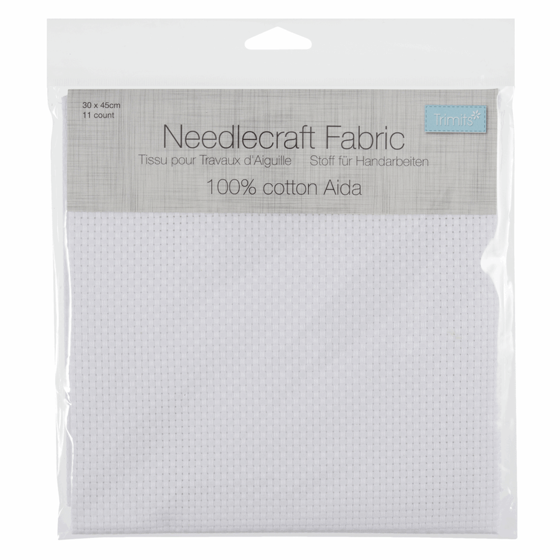 Trimits Embroidery Accessories Aida Needlecraft Fabric 11 Count 30cm x 45cm White - The Sewing Studio