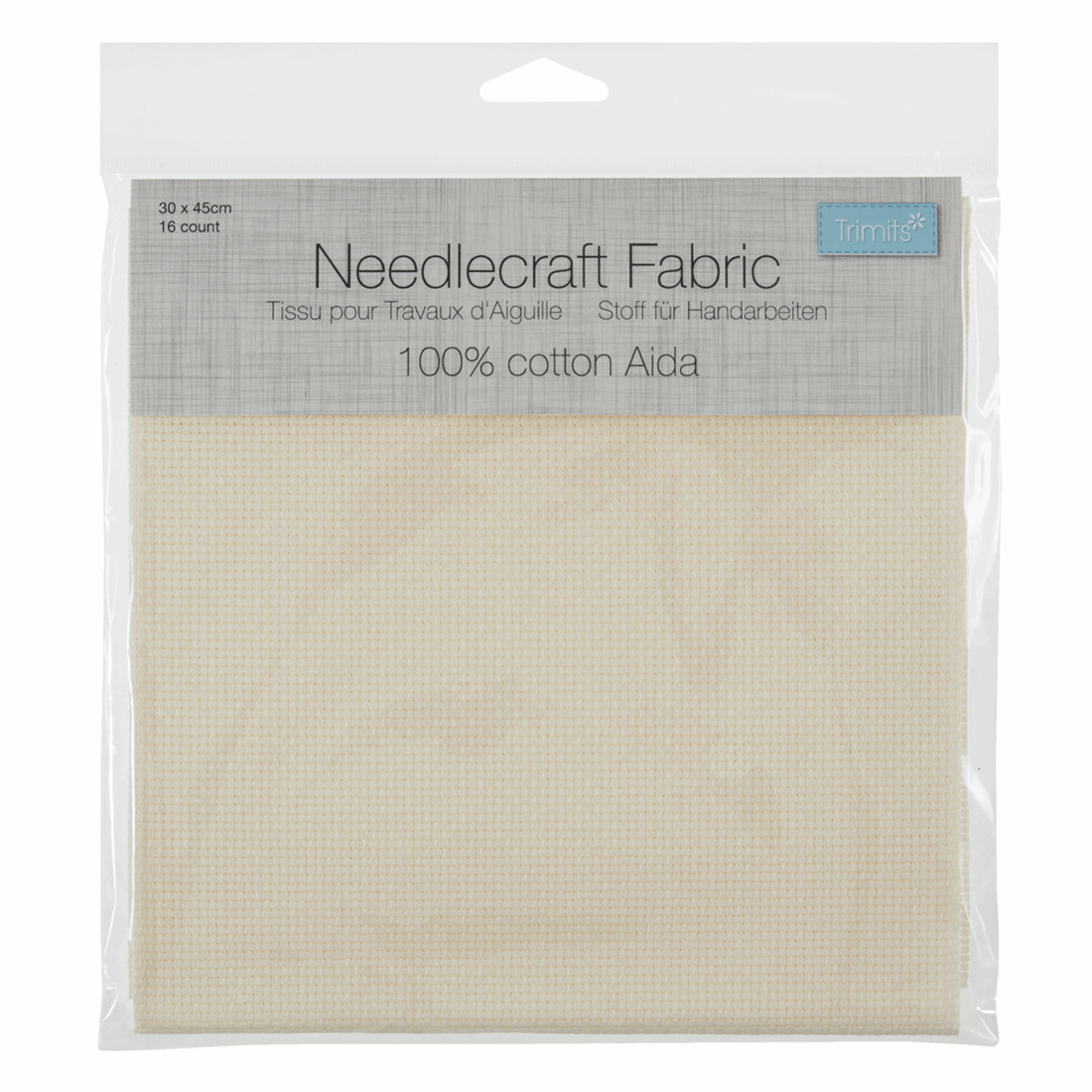 Trimits Embroidery Accessories Aida Needlecraft Fabric 16 Count 30cm x 45cm Cream - The Sewing Studio