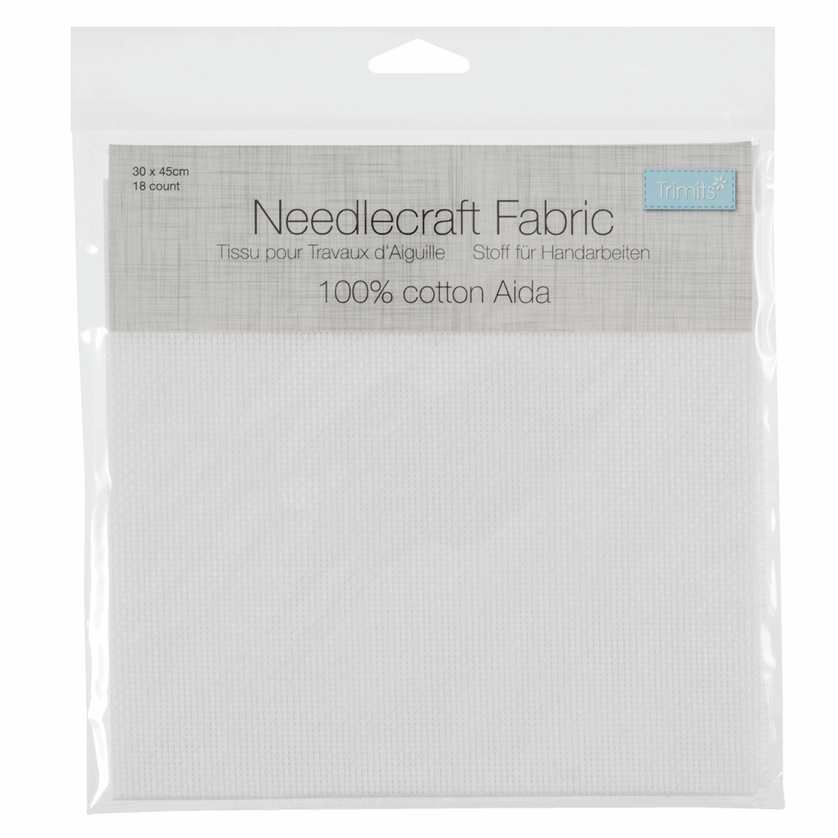 Trimits Embroidery Accessories Aida Needlecraft Fabric 18 Count 30cm x 45cm White  - The Sewing Studio