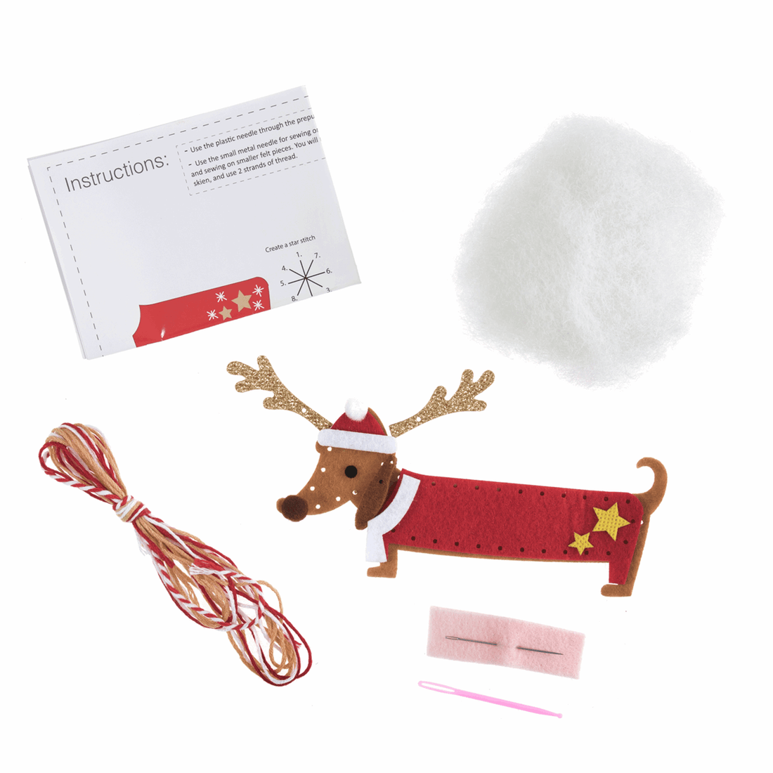 Trimits Felting Kits Felt Decoration Kit: Festive Dachshund  - The Sewing Studio