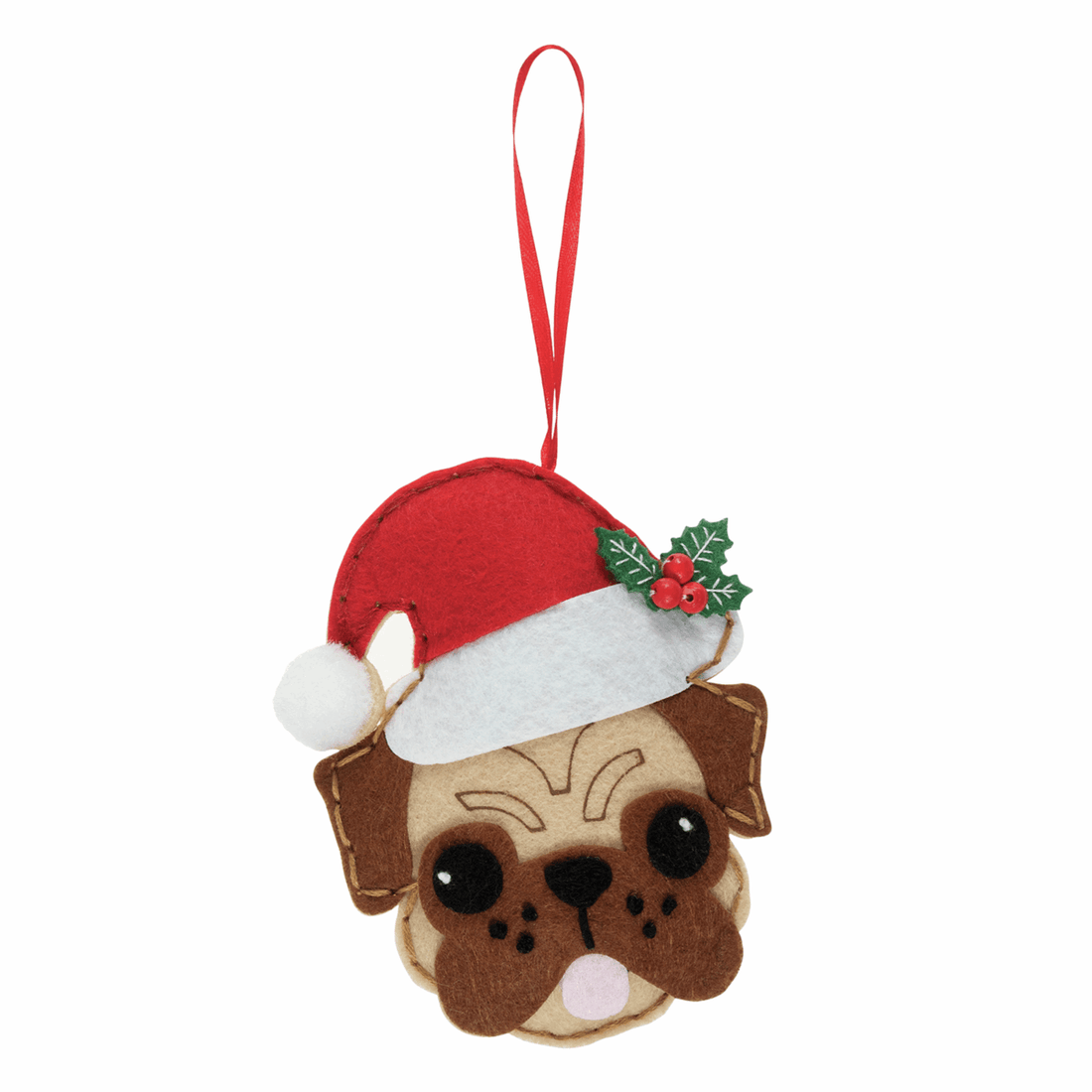 Trimits Felting Kits Felt Decoration Kit Pug In Santa Hat  - The Sewing Studio