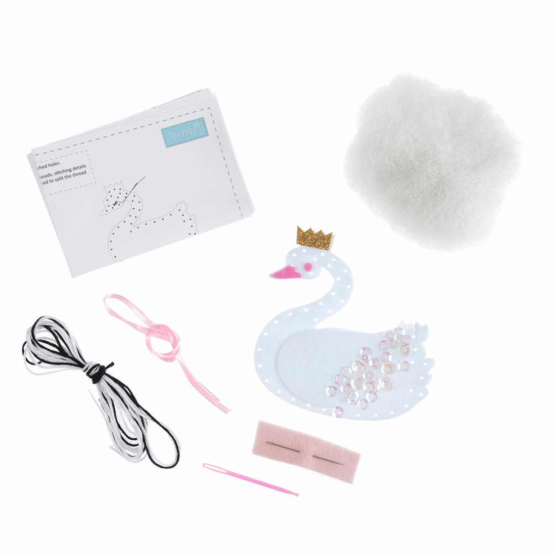 Trimits Felting Kits Felt Decoration Kit: Swan with Crown  - The Sewing Studio