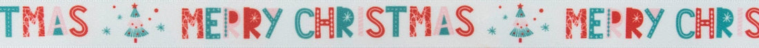 Trimits Ribbon Christmas Satin Ribbon: Merry Christmas: 16mm wide. Price per metre. - The Sewing Studio