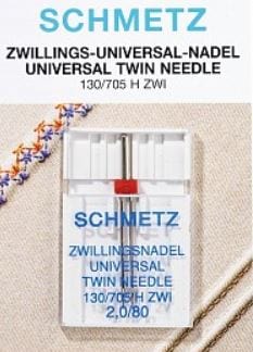 Schmetz Sewing Machine Needle Universal Twin 2mm Size 80/12