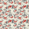Makower Christmas Fabric Retro HoHo Winter Village Ice A574C
