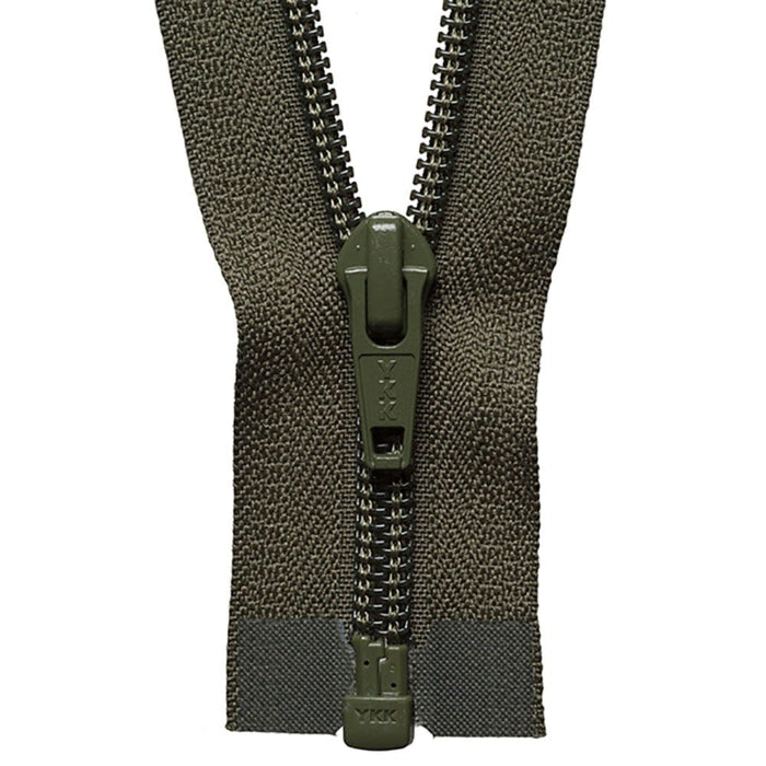 YKK Nylon Open End Zip 56cm / 22 inch: Khaki (Colour 566)