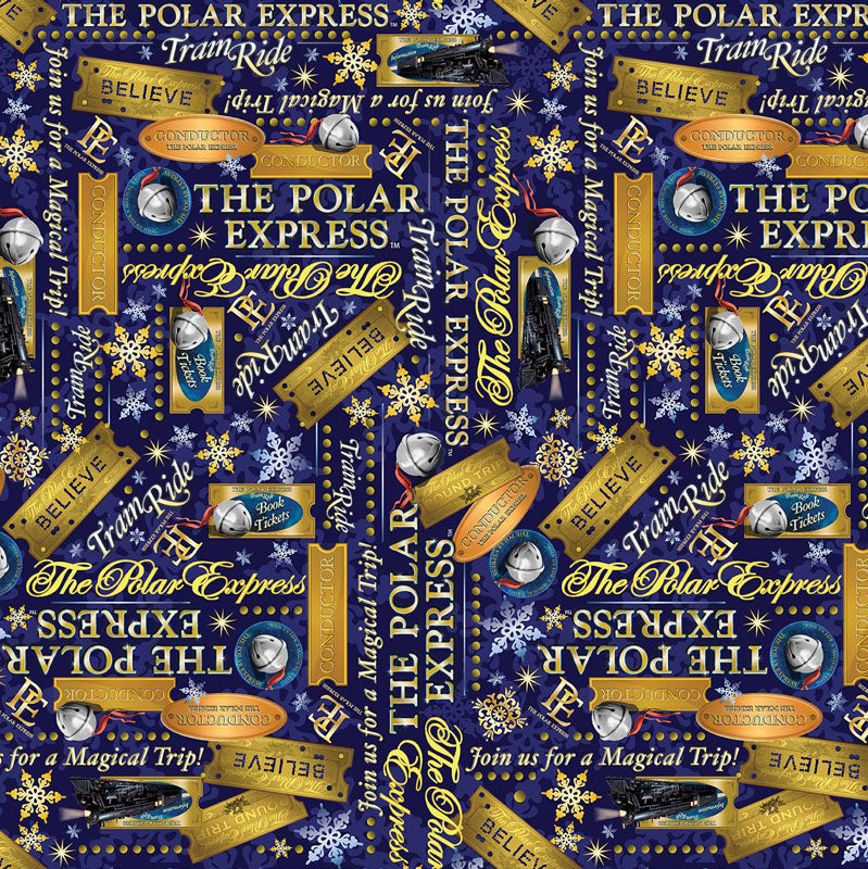 Multi-coloured Christmas Moda Fabric The Polar Express - The Sewing Studio