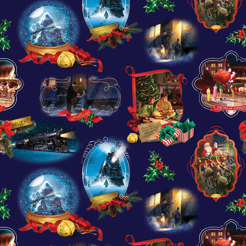 Multi-coloured Christmas Moda Fabric The Polar Express - The Sewing Studio