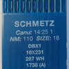 Schmetz Industrial Sewing Machine Needles Regular 16x231 Size 110/18 Pack of 10