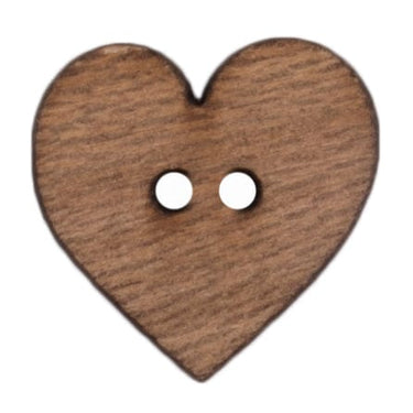 Brown Wooden Heart Button 20mm