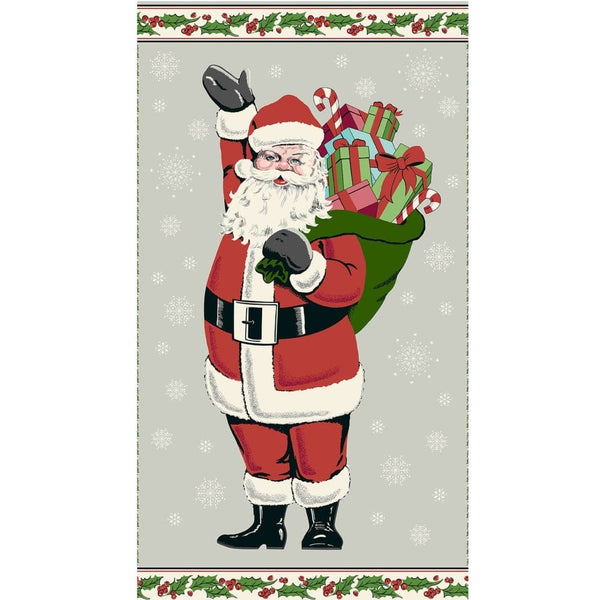 Makower Christmas Fabric Retro HoHo Father Christmas Panel 2571 C