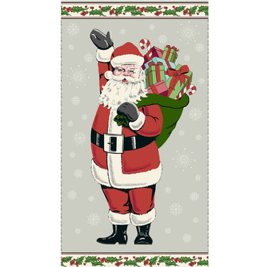 Makower Christmas Fabric Retro HoHo Father Christmas Panel 2571 C