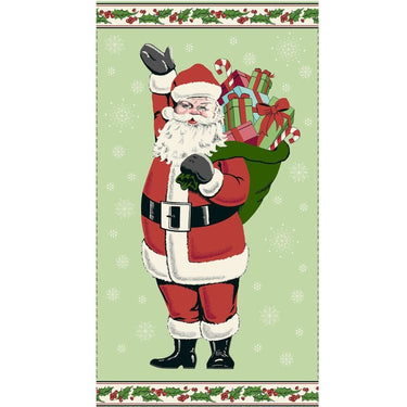 Makower Christmas Fabric Retro HoHo Father Christmas Panel 2571 G